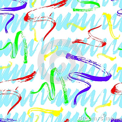 Striped wavy texture brush pattern. Colorful on white background. Vector illustration Vector Illustration