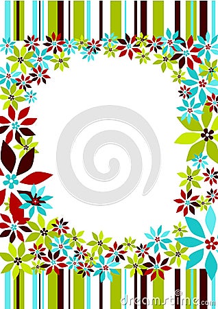 Stripes and Flowers Frame Border Stock Photo