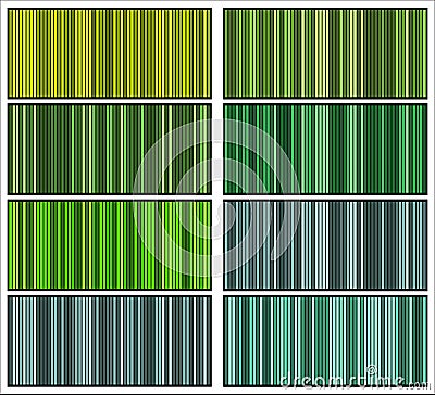 Stripes patterns collection. Green striped textured backgrounds. Template for prints, wrapping paper, fabrics, covers, flyers, Vector Illustration