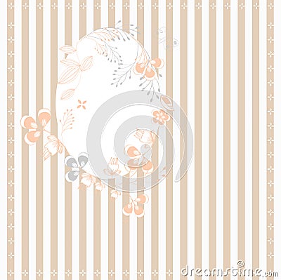 Stripped background with floral frame Vector Illustration