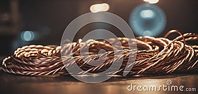 Stripped copper cables for further recycling in the metal industry Stock Photo
