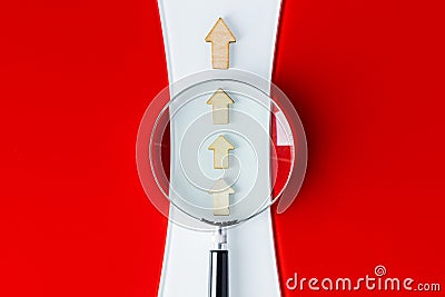 Striving for the goal, Consistency in action, Following your own path, achieving the goal, arrows pointing to the middle of the Stock Photo