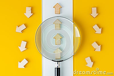 Striving for the goal, Consistency in action, Following your own path, achieving the goal, arrows pointing to the target in the Stock Photo
