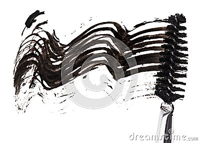 Stroke of black mascara with applicator brush Stock Photo