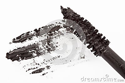 Stroke of black mascara brush isolated on white Stock Photo