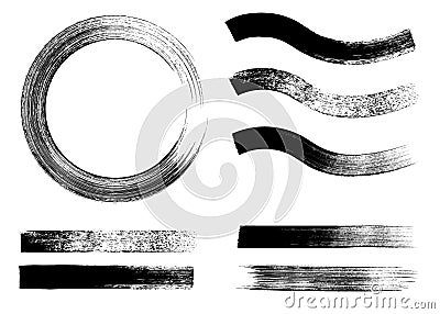 Stroke flat brush. Black modern paint stripe set Vector Illustration