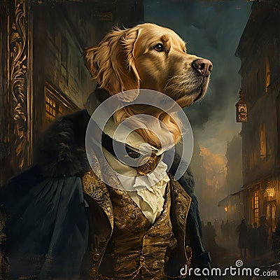 Dog Baron, Painting Stock Photo