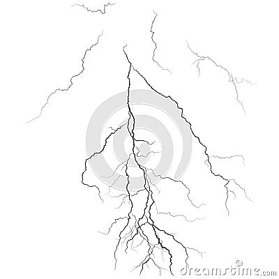 Strokes of cloud to ground lightning strike, Lightning between clouds and ground sketch drawing, contour lines drawn Stock Photo