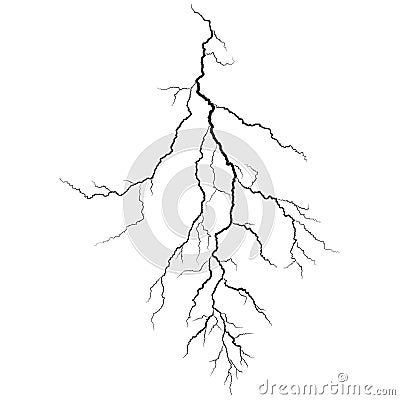 Strokes of cloud to ground lightning strike, Lightning between clouds and ground sketch drawing, contour lines drawn Stock Photo