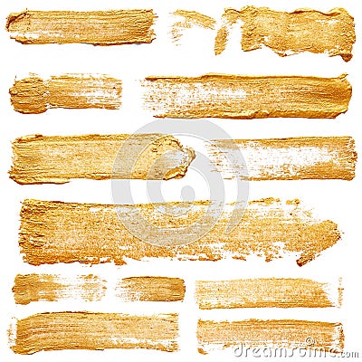Strokes of golden paint Stock Photo