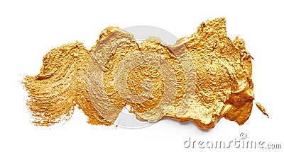 Strokes of golden paint Stock Photo