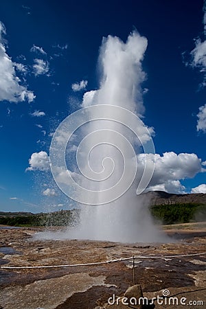 Strokkur geyser erupting Stock Photo