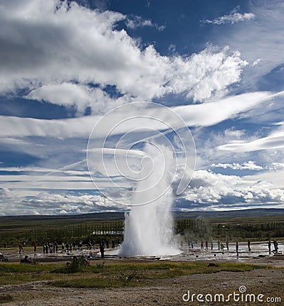 Strokkur geyser erupting Stock Photo