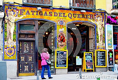 Strolling In Madrid Cell Phone In Hand Editorial Stock Photo