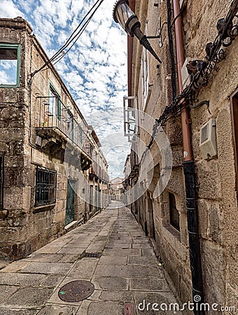 Strolling through the medieval streets of Tui. Tourism in Galicia. The most beautiful spots in Spain Stock Photo