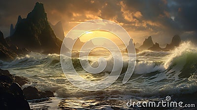 STROM IN SEA generated by AI tool Stock Photo