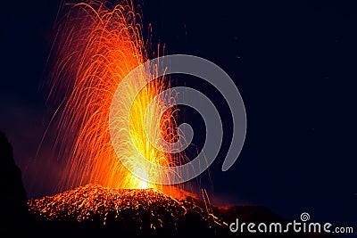 Stromboli eruption Stock Photo