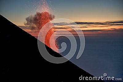 Stromboli volcano activity, Stromboli island Stock Photo