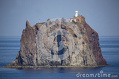 Strombolicchio island next to stromboli Stock Photo