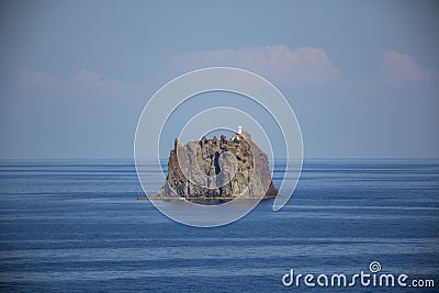 Strombolicchio island next to stromboli Stock Photo