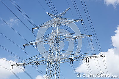 Strommast , Blauer Himmel, Deutschland Stock Photo