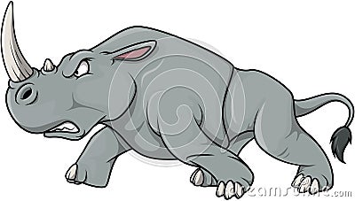 Strong Angry Rhinoceros Cartoon Color Illustration Vector Illustration