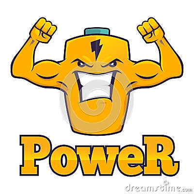 Strong Battery Character Vector Illustration