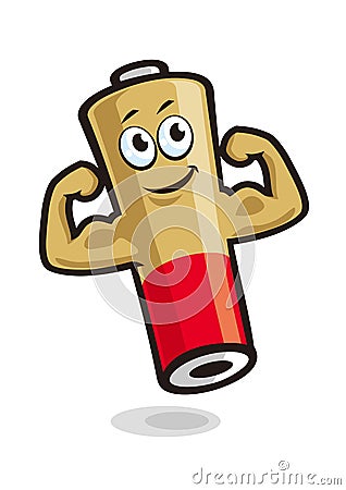 Strong Battery funny character illustration Vector Illustration