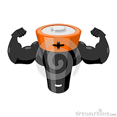 Strong battery. Powerful accumulator. Power energy supply. Vector Illustration