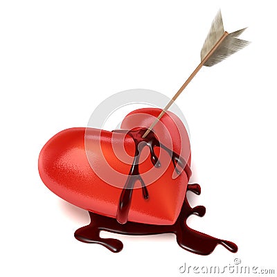 Strong bleeding heart with arrow. Stock Photo