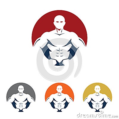 Strong Bodybuilder Fitness Man Model Logo Illustration Vector Illustration