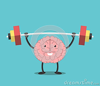 Strong brain with barbell Vector Illustration