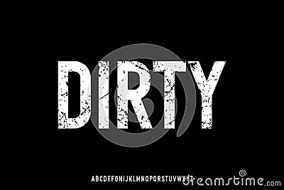 Strong condensed display font vector with rough effect Vector Illustration