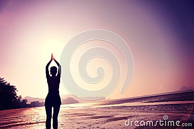 Strong confidence woman open arms Stock Photo