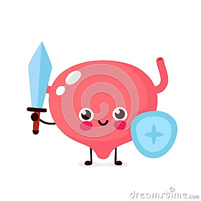 Strong cute healthy happy bladder Vector Illustration
