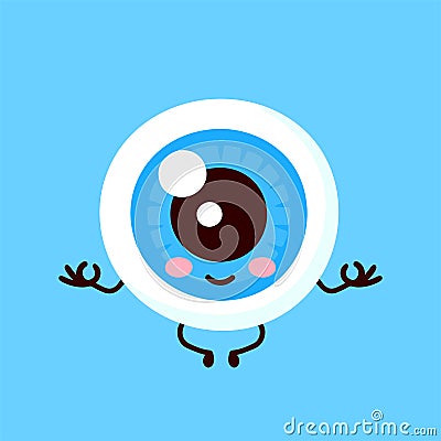 Strong cute healthy happy human eyeball Vector Illustration