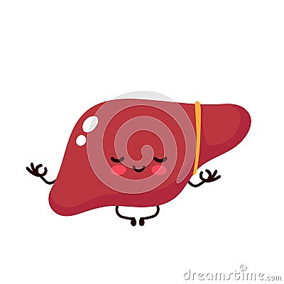 Strong cute healthy happy human liver Vector Illustration