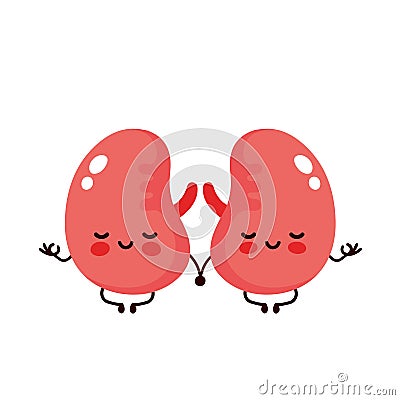 Strong cute healthy happy kidneys Vector Illustration