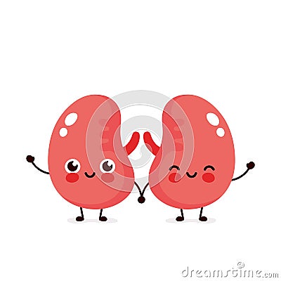 Strong cute healthy happy kidneys Vector Illustration