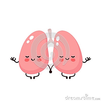 Strong cute healthy happy lungs Vector Illustration
