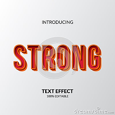 Strong elegant with yellow and red color title editable text effect adobe illustrator Stock Photo
