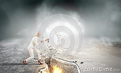 Strong enough to challenge it . Mixed media Stock Photo