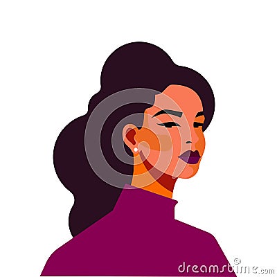 Strong fashion woman portrait abstract paint color pop art avatar vector flat illustration Vector Illustration