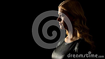 Strong female decisively looking forward, achieving goals and aims concept Stock Photo