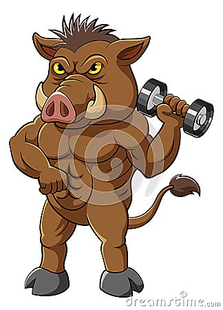 A strong ferocious boar bodybuilder Vector Illustration