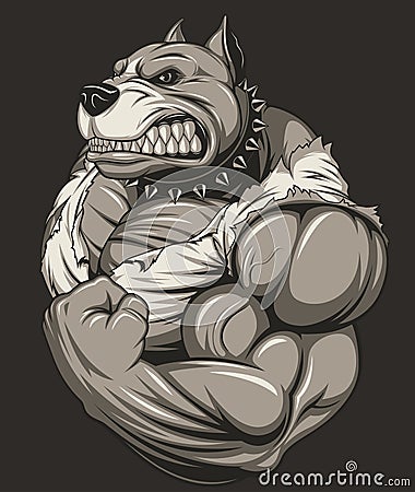 Strong ferocious pitbull Vector Illustration