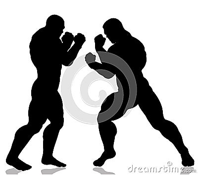 Strong giant silhouettes fighting Vector Illustration