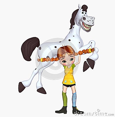 Strong girl is carrying a horse Stock Photo