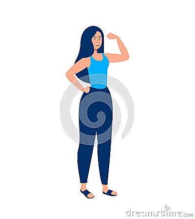 Strong girl concept flexing arm for women power Vector Illustration