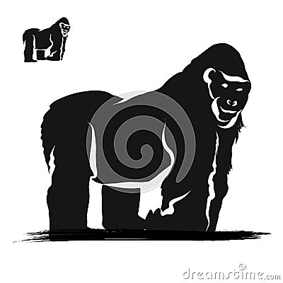 Strong Gorilla Silhouette Vector Illustration